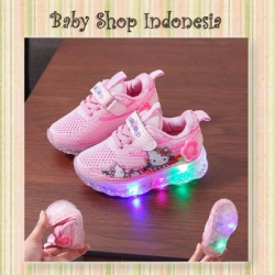 S1020 Sepatu Lampu Anak Perempuan Sepatu LED Anak Pink HK  large