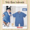 LJ191 Jumpsuit Bayi Simple Color Baju Bayi Adem Jumper Bayi Polos Biru  medium
