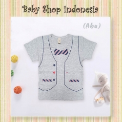 LK166 Tshirt Bayi Cowok Kaos Anak Murah Tshirt Anak Adem Gambar Rompi Dasi Abu  large
