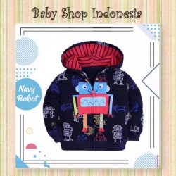 LK175 Jaket Bayi Import Jaket Anak Import Murah Jaket Hoodie Anak Navy Robot  large