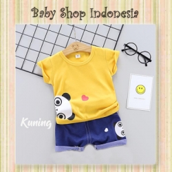 LU566 setelan cewek panda kuning  large