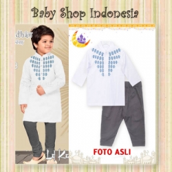 LU573 Setelan Koko Anak Panjang Putih Bordir Segitiga  large