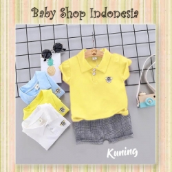 LU605 Setelan Kaos Polo Anak Kaos Kerah Anak Import Bee Logo Kuning  large