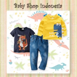 LU607 Setelan Baju Anak Import Tshirt 3in1 Anak Cowok Dino Yellow Trex Celana Panjang Jeans Anak  large