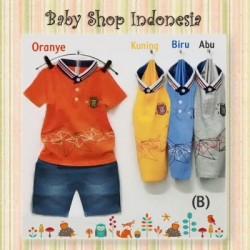 LU619 Setelan Anak Import Korean Style Kaos Kerah Anak Celana Pendek Anak Denim Sport Golf B  large