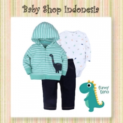 LU621 Setelan Baju Bayi Import 3in1 Jumpsuit Bayi dan Jaket Bayi Tosca Branchiosaur  large