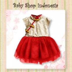 PD573 Dress Anak Imlek Baju Imlek Anak Dress Anak Merah Gold Dress Imlek Anak Cheongsam Anak Gold Red  large