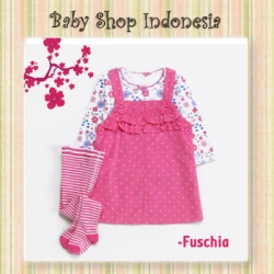 PD636 Overall Dress Bayi Baju Bayi Branded Polkadot Fuschia  large