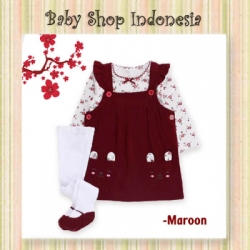 PD637 Overall Dress Bayi Baju Bayi Branded Bunny Maroon  large