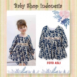 PD640 Dress Anak Import Premium Branded Dress Anak Lengan Panjang Blue DR  large