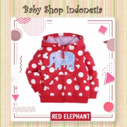PK190 Jaket Bayi Import Jaket Anak Import Murah Jaket Hoodie Anak Red Elephant  large