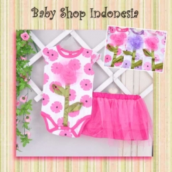 PU363 Setelan Jumpsuit Rok Tutu Round Flower  70 Hotpink  large