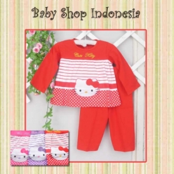 PU371 Piyama Kaos Hello Kitty Stripe 49 Merah copy  large