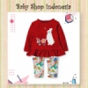 PU522 Setelan Baju Anak Perempuan Lengan Panjang Premium Red Rabbit  medium