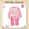 PU523 Setelan Baju Anak Perempuan Lengan Panjang Premium Twin Rabbits  medium