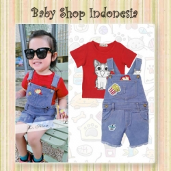 PU563 Overall Celana Jeans Anak Import Light Blue French Fries  large