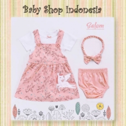 PU577 Set Baju Bayi Perempuan Branded Baju Anak Perempuan Import Overall Rok Anak Pink Salem Flying Unicorn  large
