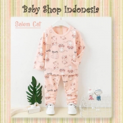 PU589 Piyama Anak Perempuan Import Baju Tidur Anak Perempuan Lengan Panjang Salem Cats  large