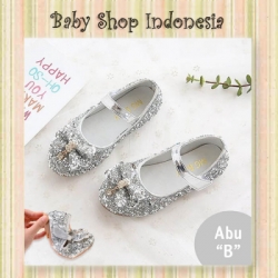 S1014 Sepatu Pesta Anak Perempuan Sepatu Anak Silver Glamour Bow  large