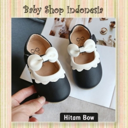 S1015 Sepatu Anak Perempuan Hitam Putih Sepatu Anak Import Hitam Putih Bow 2  large