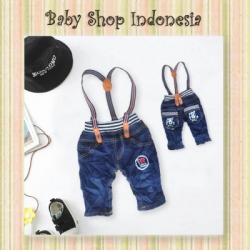 celana pendek denim suspender  large