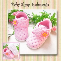 sepatu bayi murah sepatu bunyi citcit sneakers pink bunga  large