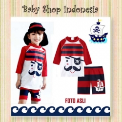 setelan baju renang cowok merah  large