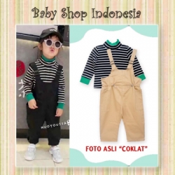 setelan overall salur coklat  large