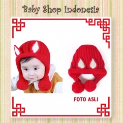 topi rajut kelinci merah  large
